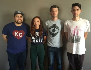 Members of Rachel Mallin and The Wild Type: Justin Walker, Rachel Mallin, Matt Kosinski, and Jesse Bartmess, on the July 27, 2016 edition of Wednesday MidDay Medley on KKFI 90.1 FM. (Not pictured is member Austin Edmisten)